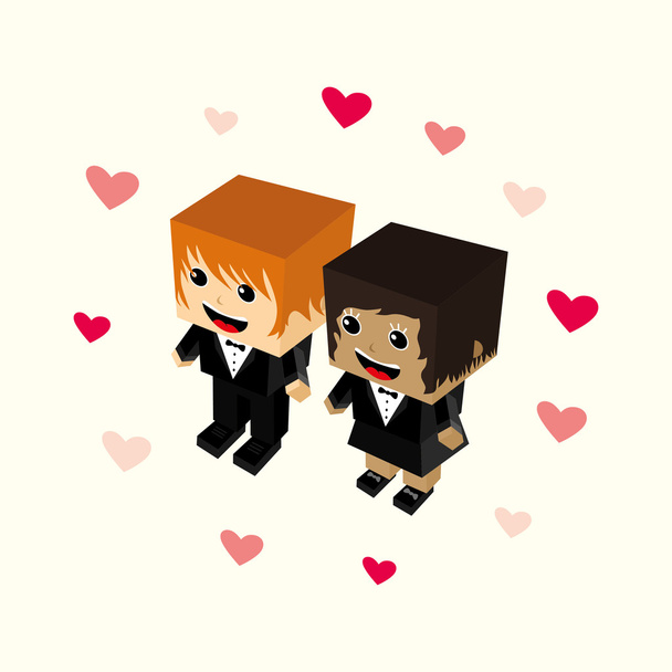 Love couple cartoon - Vector, imagen