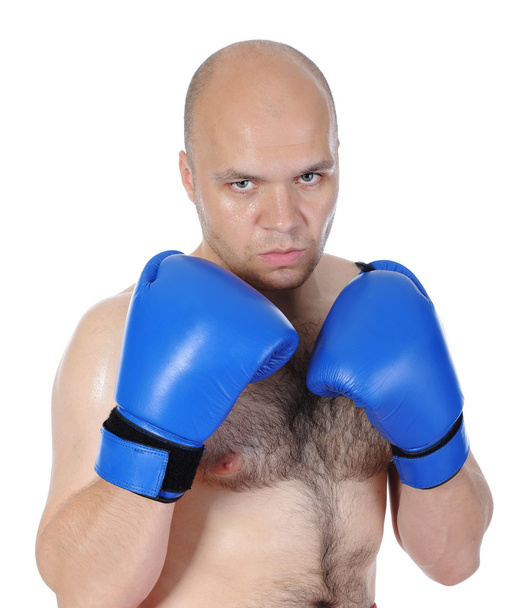 Image boxer punches. Isolated on white background - Photo, image