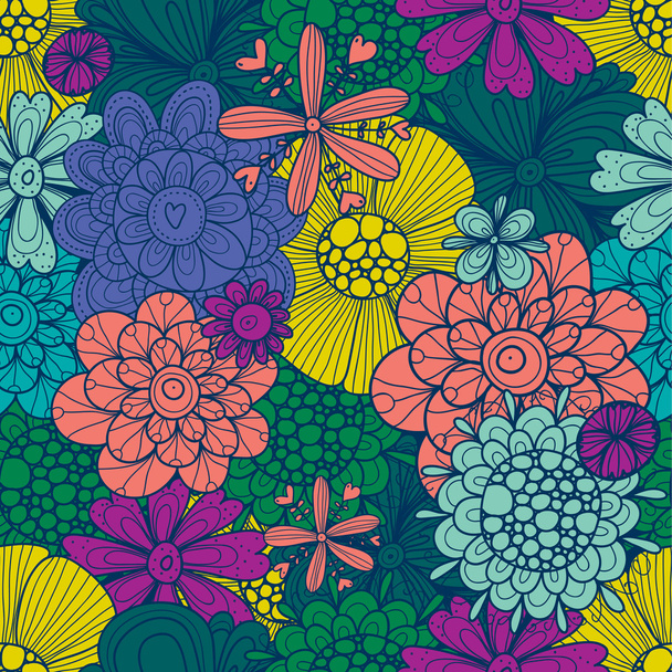 Colorful seamless pattern with flowers. - Vektor, Bild