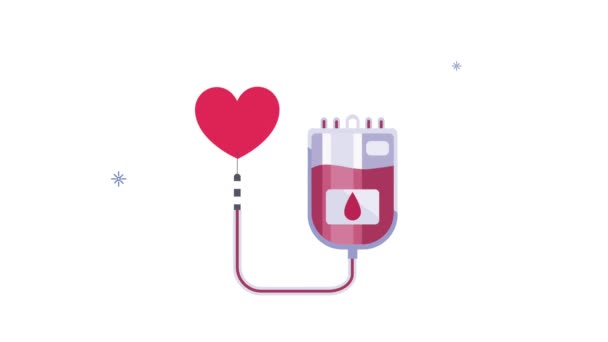 campanha mundial do dia do doador de sangue com saco e coração - Filmagem, Vídeo