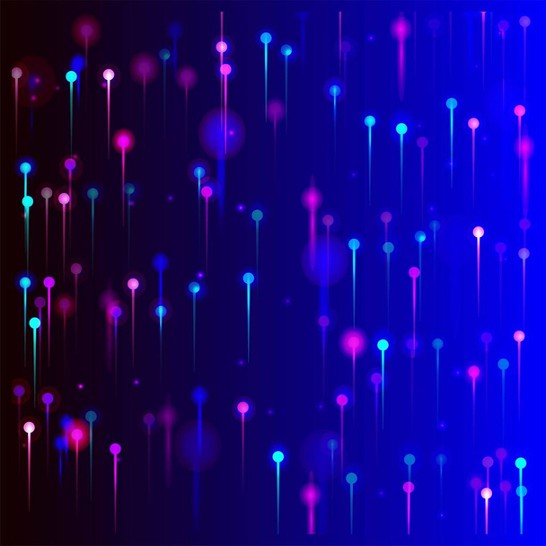Purple Blue Pink Abstract Wallpaper. Netwerk Wetenschappelijke Banner. Heldere Lichtstralen Deeltjes. Artificial Intelligence Big Data Internet Technologie Achtergrond. Social Science Fiber Optics Light Pins. - Vector, afbeelding