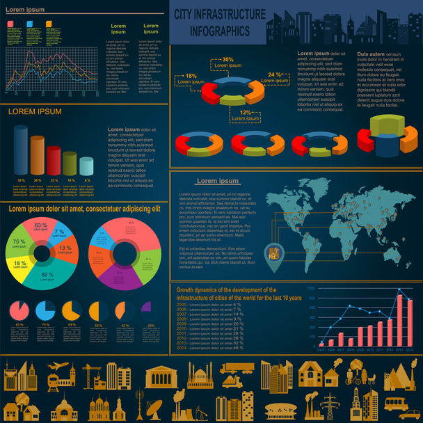 Set of elements infrastructure city, vector infographics - Vector, imagen