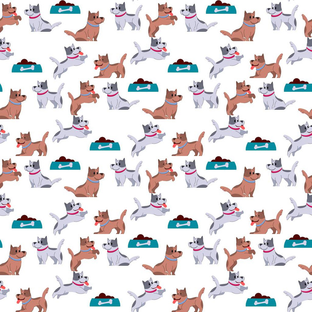 Dog adorable fummy animal Seamless pattern Cute kitty couple small friends - Vector, Image