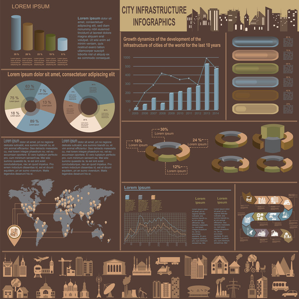 σύνολο στοιχείων υποδομής πόλη, διάνυσμα infographics - Διάνυσμα, εικόνα