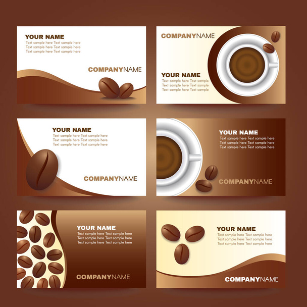 coffee business card template vector set design - Vektor, Bild