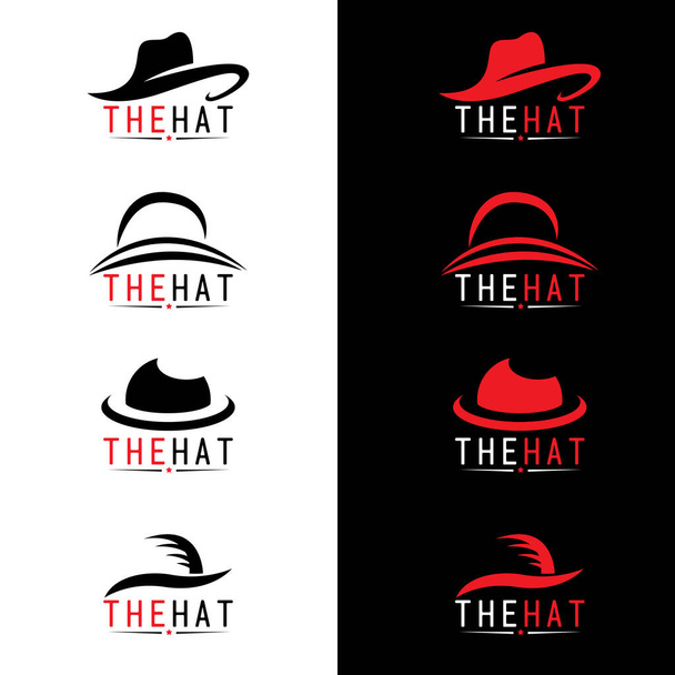 preto e vermelho chapéu logotipo vetor definir design - Vetor, Imagem
