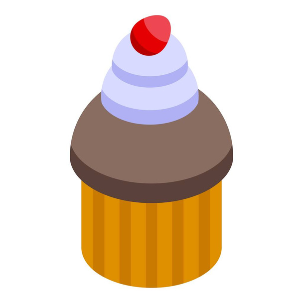 Cherry muffin icon, isometric style - Vector, afbeelding