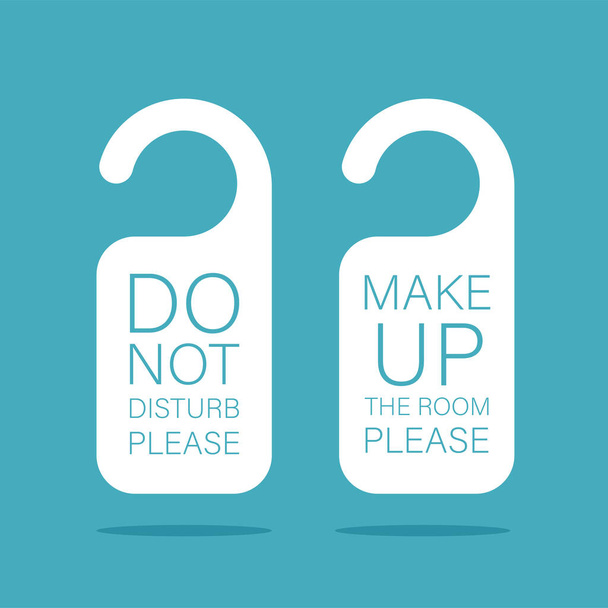 Door knob warning hangers set. Do not disturb and make up the room. Door signs template. Vector illustration isolated. - Vector, Image