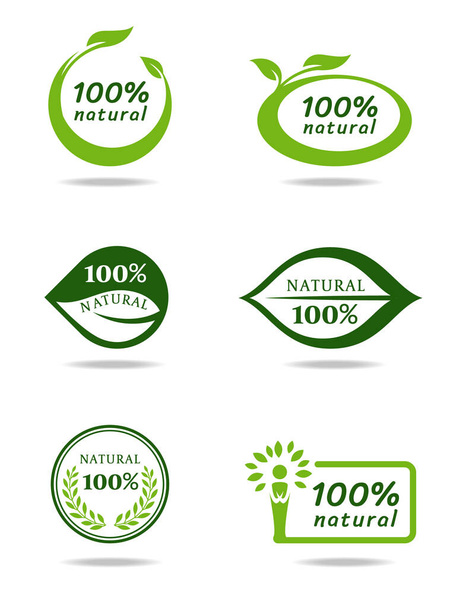Green natural leaf banner sign vector set design - Vector, Image