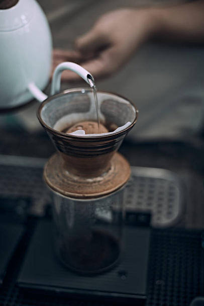 Dripper and drip server are the equipment of dripping coffee - Foto, Imagem