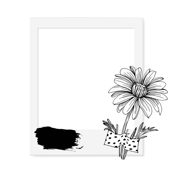 Frame or Border for fashion sale social media post design template with Minimalist botanical style you can use for greeting card template, special offer sale, black friday. Chamomile square banners.  - Wektor, obraz
