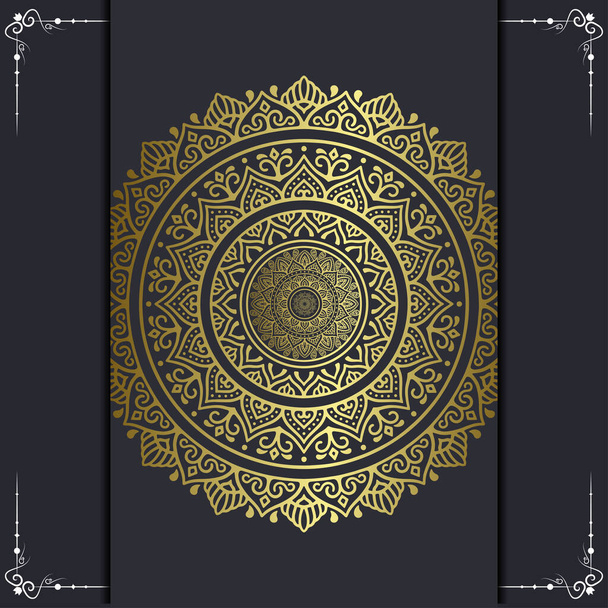 Luxury gold mandala ornate background for wedding invitation, book cover with mandala element style premium vector - Vector, afbeelding