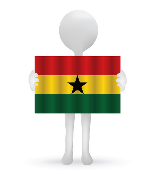kleine 3d man met een Ghanese vlag - Vector, afbeelding