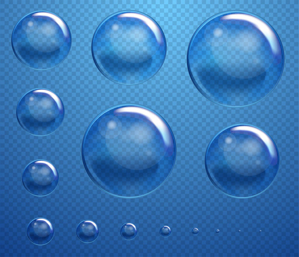 Vector Soap Water Bubbles Set. Transparent Isolated Realistic Design Elements. Can be used with any Background. - Вектор,изображение