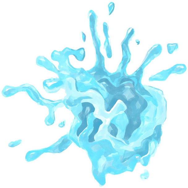 Брызги воды. Синие брызги жидкости, изолированные на белом фоне. Элемент дизайна. Растровая иллюстрация - Фото, изображение