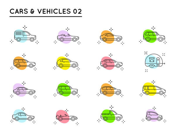 Vector Car Icons Set with Different Car Types - Vector, Image
