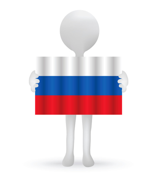 Piccolo uomo 3d con una bandiera russa
 - Vettoriali, immagini