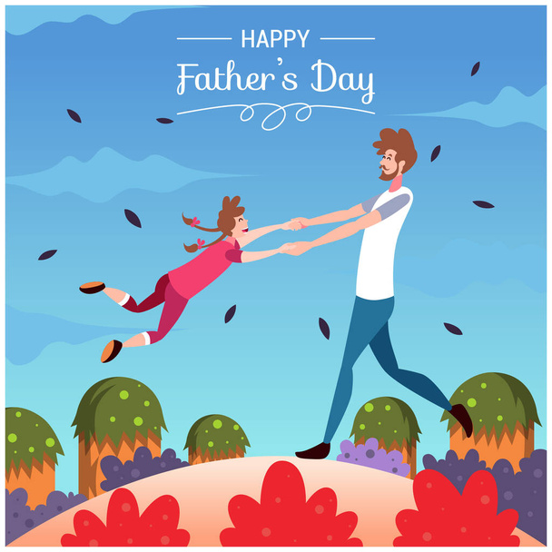 Apák napi lapos illusztráció tervezés. Apák napja az apaság és az apai kötelékek tiszteletének ünnepe, valamint az apák befolyása a társadalomban.. - Vektor, kép
