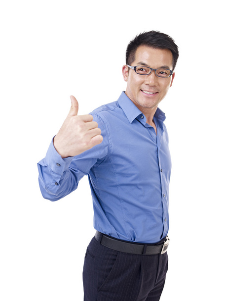 Азіатський бізнесмен, показуючи thumb-up - Фото, зображення