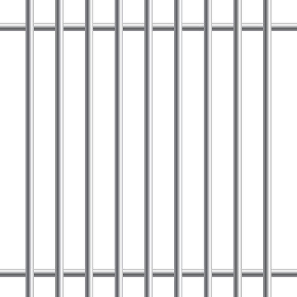 Prison metal bars or rods isolated on white background. Realistic fence jail. Way out to freedom. Criminal or sentence concept. Vector illustration. - Vector, Image