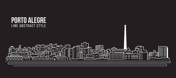 Cityscape building line art vector illustration - porto alegre city - Вектор, зображення