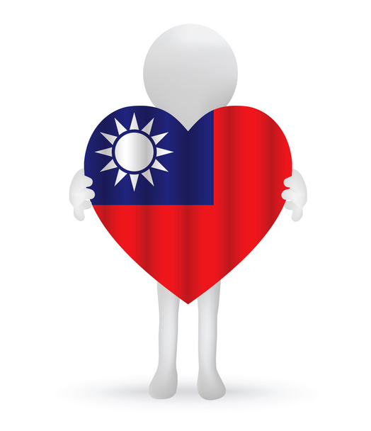 Маленький 3d человек с тайваньским флагом
 - Вектор,изображение
