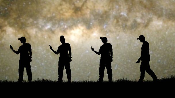 silhouette of a men on starry background  - Photo, Image