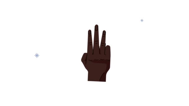 afro main humain trois signal animation - Séquence, vidéo