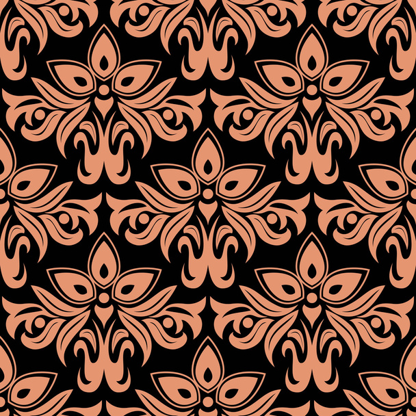 Dark damask seamless floral pattern - Vector, Imagen