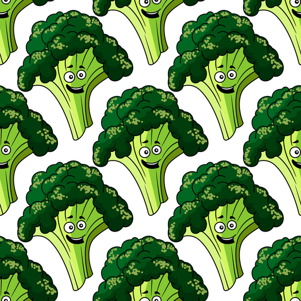 Head of fresh healthy broccoli seamless pattern - Vector, Image
