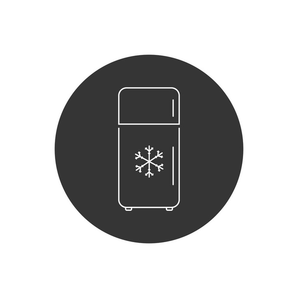 Buzdolabı vektör çizgisi simgesi. Kahrolası düz tabela tasarımı. Dondurucu sembolü. Lanet bir ikon. Buzdolabı sigi - Vektör, Görsel