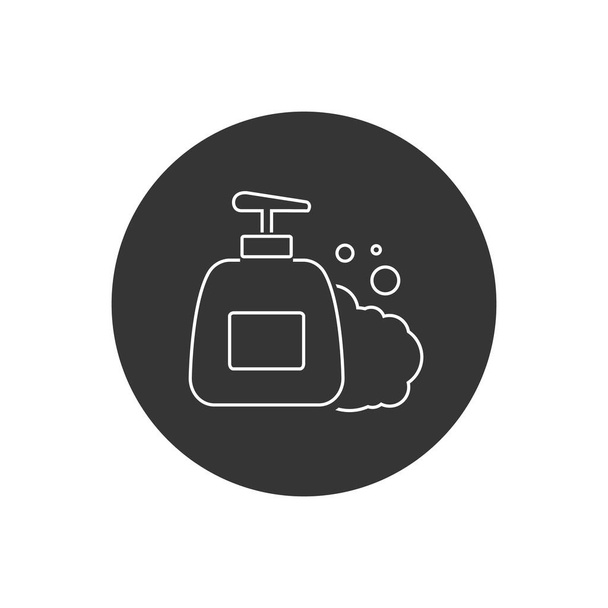 Bouteille de pompe à savon, icône de ligne liée au service de nettoyage, conception de glyphe. Vecteur - Vecteur, image