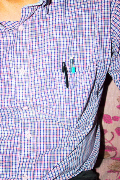 abstract geruit shirt op achtergrond, close up - Foto, afbeelding