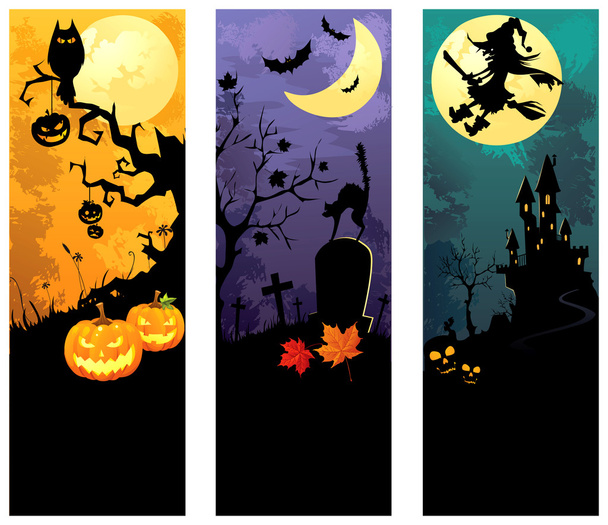 Halloween banners set - Vector, afbeelding