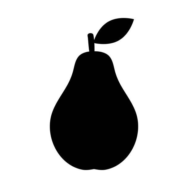 Silhouette di una pera. Elemento di frutta semplice minimalista. Isolato su uno sfondo bianco. Illustrazione vettoriale.  - Vettoriali, immagini