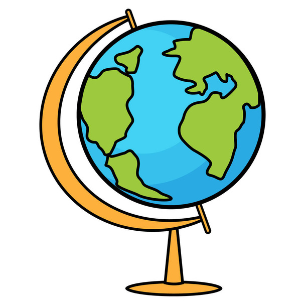 Illustrazione vettoriale di un globo. Icona a globo in stile line art isolata su sfondo bianco. Disegno vettoriale di un globo di viaggi intorno al mondo. - Vettoriali, immagini