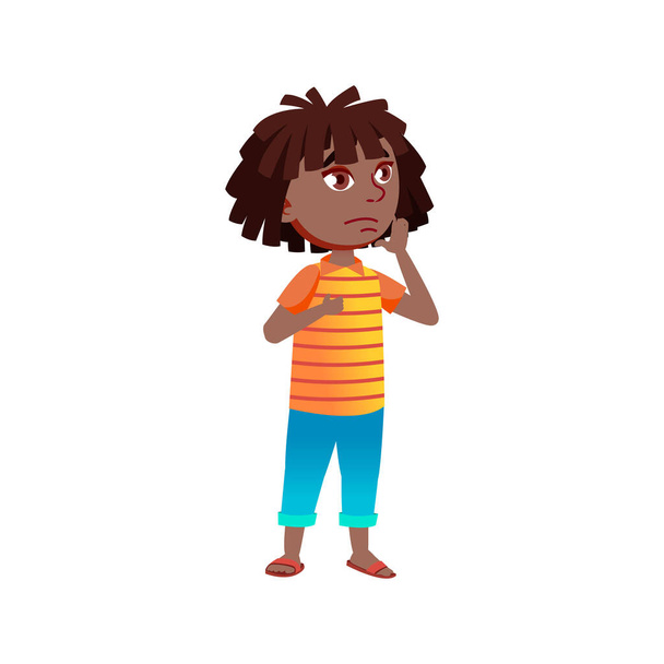 confusa chica africana elegir dulces en el vector de dibujos animados de supermercado - Vector, imagen