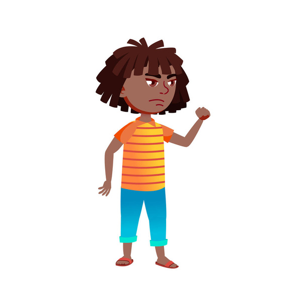 sfrustrowana afrykańska dziewczyna grozi niegrzeczny brat na placu zabaw wektor kreskówki - Wektor, obraz