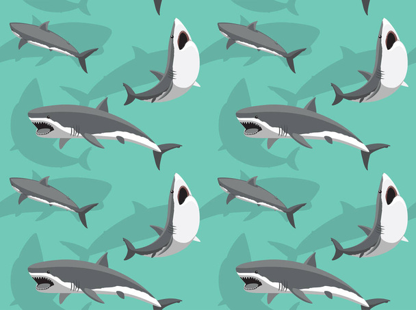 Great White Shark Attack Vector Seamless Background Wallpaper - Вектор, зображення