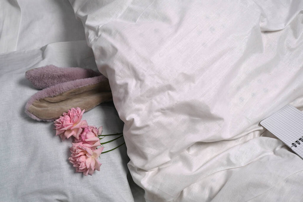romantic stuff on bed close up - Foto, Imagen