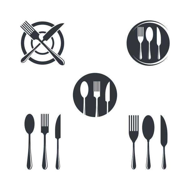 Дизайн векторной иконки логотипа ложки и вилки - Вектор,изображение