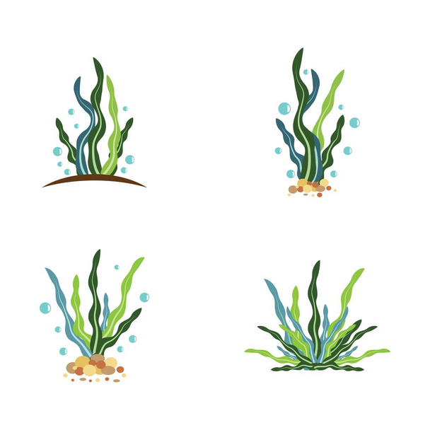 Algas marinas logotipo plantilla vector icono ilustración diseño - Vector, Imagen