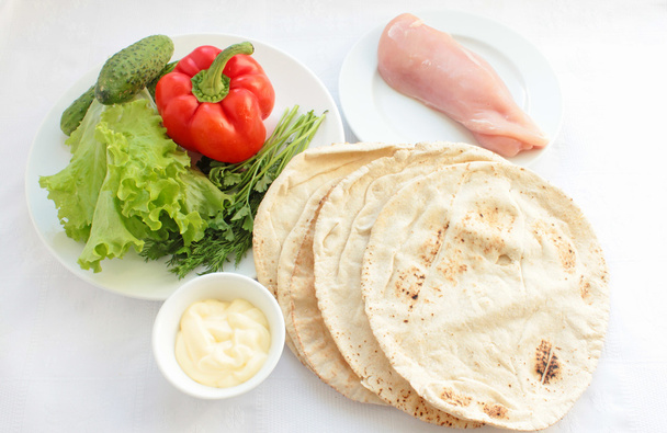 Chicken salad with vegetables in pita - Photo, Image