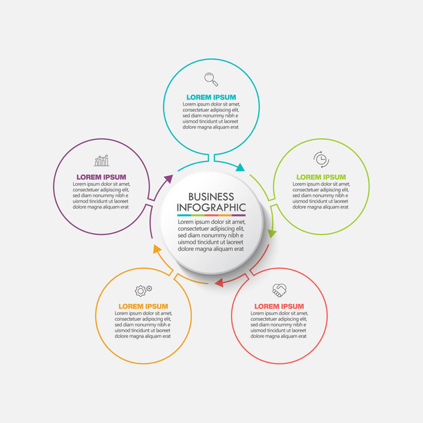 Präsentation Geschäftskreis-Infografik-Vorlage mit 5 Optionen. - Vektor, Bild