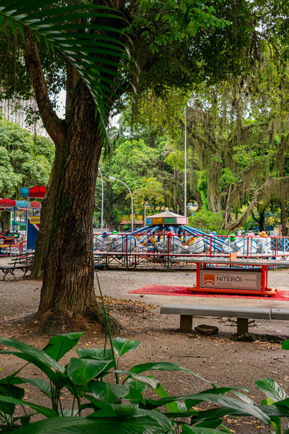 Niteroi, Rio de Janeiro, Brazil - CIRCA 2021: Urban public park, known as Campo de So Bento, closed and without people in front of the lockdown decreed during the COVID-19 pandemic - Valokuva, kuva