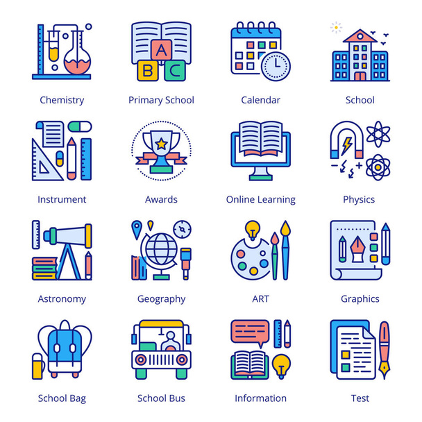 Back to School Filled Icons - Stroked, Vectors - Vector, Image