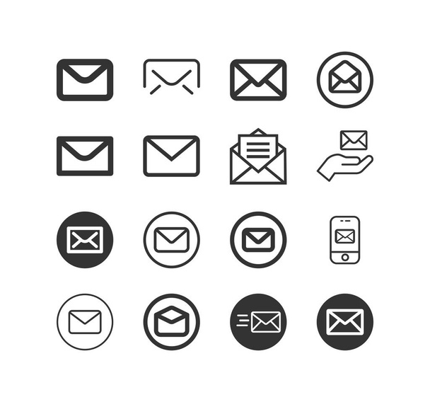Ensemble d'icônes de ligne d'enveloppe. E-mail, symbole de message - Vecteur, image