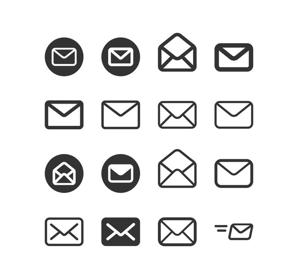 Ensemble d'icônes de ligne d'enveloppe. E-mail, symbole de message - Vecteur, image