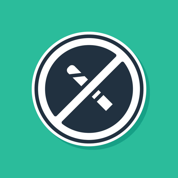 Kék No Smoking ikon elszigetelt zöld alapon. Cigaretta szimbólum. Vektor - Vektor, kép