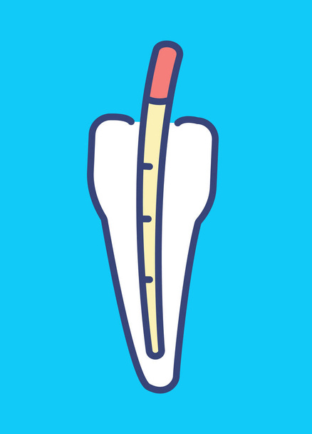Goupilles de gutta-percha dans la dent. Remplissage du canal racinaire. Matériel moderne pour le remplissage endodontique. Illustration vectorielle icône couleur - Vecteur, image